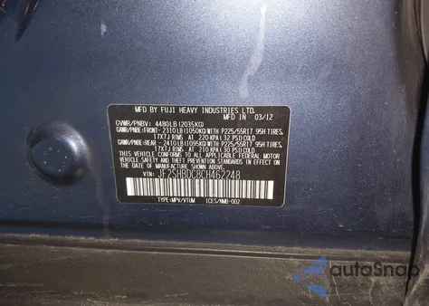 2012 Subaru Forester 2.5X Premium from USA, damaged, VIN JF2SHBDC8CH462248